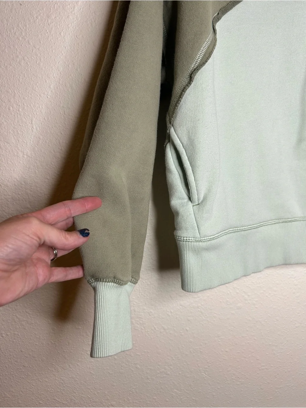 Free People Movement Home Stretch Colorblock Sage & Mint Pullover XS